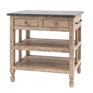 Kitchen Island: 2 Drawer Vancouver Wood, Slate and Iron Kitchen Island, Self Assembly - Top Only