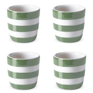 Egg Cup Set: 4 x Straight Sided Egg Cups Cornishware Willow Green