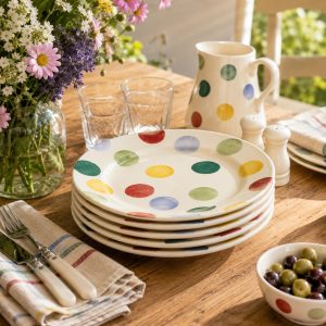 Breakfast/Salad Plate: 1 x 21.5cm Emma Bridgewater Breakfast/Salad Plate Big Polka Dot, Ceramic