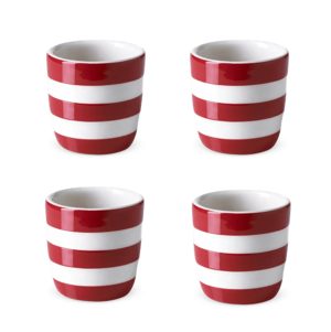Egg Cup Set: 4 x Straight Sided Egg Cups Cornishware Red