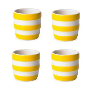 Egg Cup Set: 4 x Straight Sided Egg Cups Cornishware Yellow