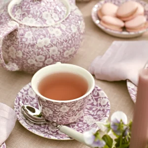 Tea Cup and Saucer: 1 x 187ml Burleigh Blossom Calico Tea Cup and Saucer, Ceramic