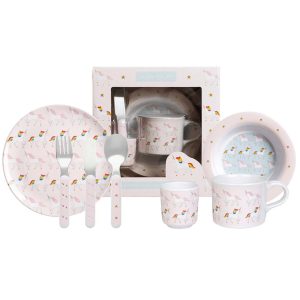 Child's Dining Set: Sophie Allport Unicorn Dining Set, Melamine