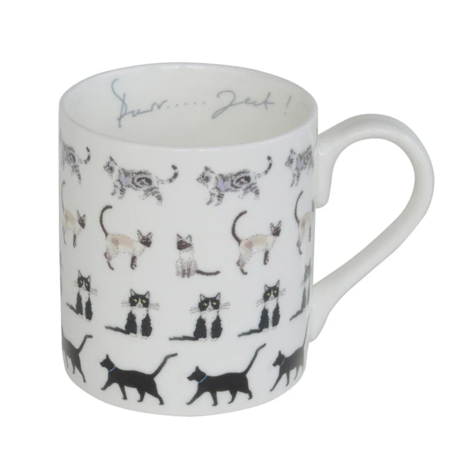 Mug: 1 x 275ml Sophie Allport Purrfect Mug, Bone China