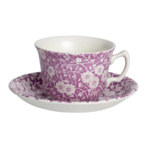 Tea Cup and Saucer: 1 x 187ml Burleigh Blossom Calico Tea Cup and Saucer, Ceramic