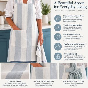 Apron: Sophie Allport Witham Stripe Linen Cross Apron, Linen