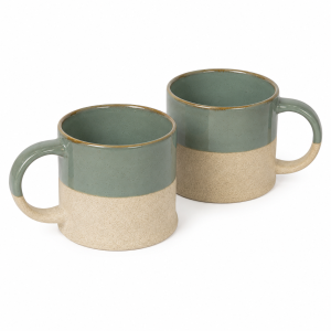 Mug Set: 2 x Bladon Half Glazed Mugs, Rosemary