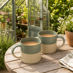 Mug Set: 2 x Bladon Half Glazed Mugs, Rosemary