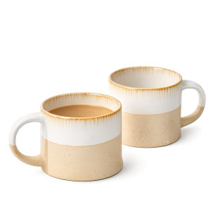 Mug Set: 2 x Bladon Half Glazed Mugs, White