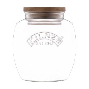 Biscuit/Storage Jar: Kilner Acacia Wooden Lid Jar, 2.0 Litre