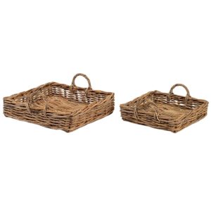 Serving Tray Set: 13cm x 53cm Set of 2 Trays, Rattan