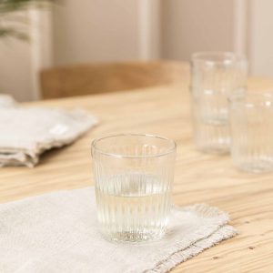 Low Ball Glasses: 4 x 250ml Northmoor Ribbed Short Tumblers, Glass