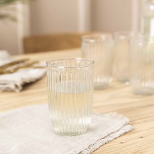 Hi Ball Glasses: 4 x 480ml Northmoor Ribbed Tall Tumblers, Glass