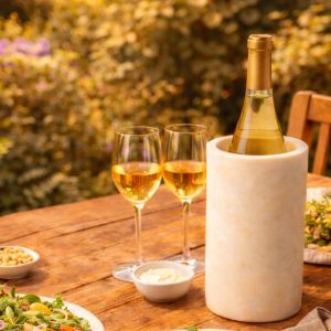 Bottle Cooler: 1 Bottle Marble Wine Cooler, White