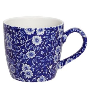 Mug: 1 x 300ml Burleigh Blue Calico Osborne Half Pint Mug, Ceramic