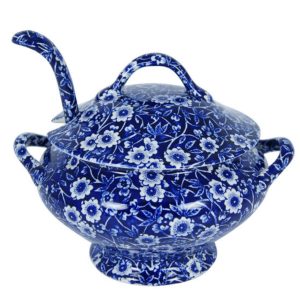 Tureen: 14cm x 18cm Burleigh Blue Calico Tureen, Ceramic