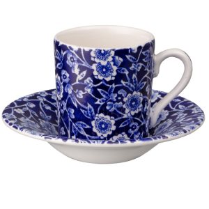 Espresso Cup and Saucer: 1 x 75ml Burleigh Blue Calico Espresso Cup and Saucer, Ceramic