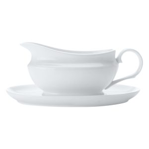 Gravy Boat and Saucer: 550ml Maxwell & Williams White Basics Gravy Boat and Saucer, Porcelain