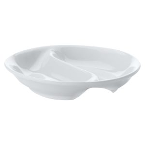 Sauce Dish: 10cm Maxwell & Williams White Basics Round Divided Sauce Dish, Porcelain