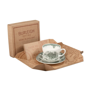 Tea Cup Gift Set: Burleigh Green Asiatic Pheasants Breakfast Cup & Saucer and Plate, Ceramic