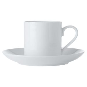 Espresso Cup and Saucer: 1 x 100ml Maxwell & Williams Coupe White Basics Demi Cup and Saucer Set, Porcelain
