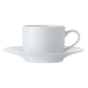 Tea Cup and Saucer: 1 x 230ml Maxwell & Williams White Basics Straight Cup and Saucer, Porcelain