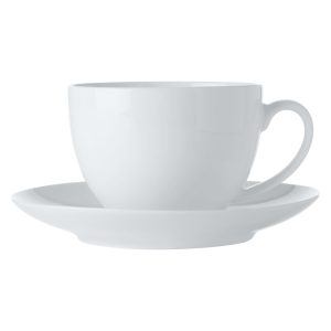 Tea Cup and Saucer: 1 x 260ml Maxwell & Williams White Basics Coupe Tea Cup and Saucer, Porcelain
