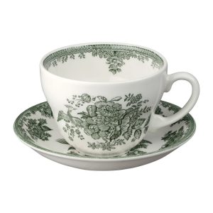 Breakfast Cup and Saucer: 1 x 425ml Burleigh Green Asiatic Pheasants Cup and Saucer, Ceramic