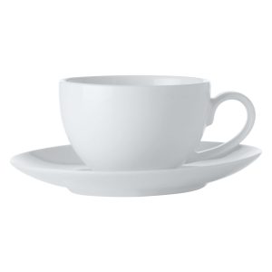 Espresso Cup and Saucer: 1 x 90ml Maxwell & Williams White Basics Coupe Demi Cup and Saucer Set, Porcelain