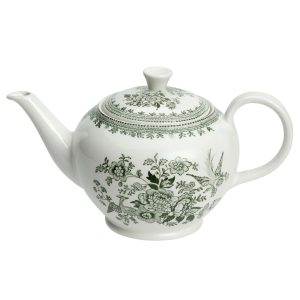 Tea Pot: 7 Cup Burleigh Green Asiatic Pheasants Large Teapot, Ceramic