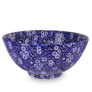 Serving Bowl: 27.5cm Burleigh Blue Calico Footed Bowl, Ceramic