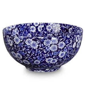 Bowl: 16cm Burleigh Blue Calico Small Footed Bowl, Ceramic