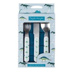 Child's Cutlery Set: Sophie Allport 3 Piece Dinosaurs Childrens Cutlery Set, Melamine