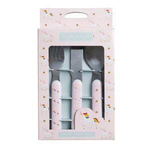 Child's Cutlery Set: Sophie Allport 3 Piece Unicorn Childrens Cutlery Set, Melamine