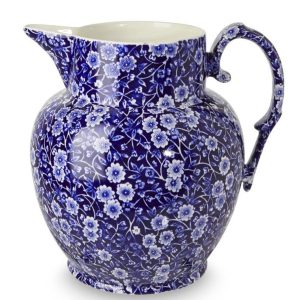Jug: 2.2 Litre Burleigh Blue Calico Large Etruscan Jug, Ceramic