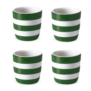 Egg Cup Set: 4 x Straight Sided Egg Cups Cornishware, Adder Green