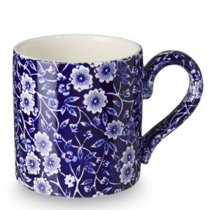 Mug: 1 x 284ml Burleigh Blue Calico Half Pint Mug, Ceramic