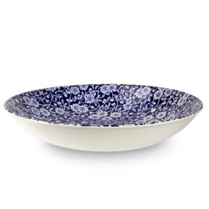 Pasta Bowl: 23cm Burleigh Blue Calico Pasta Bowl, Ceramic