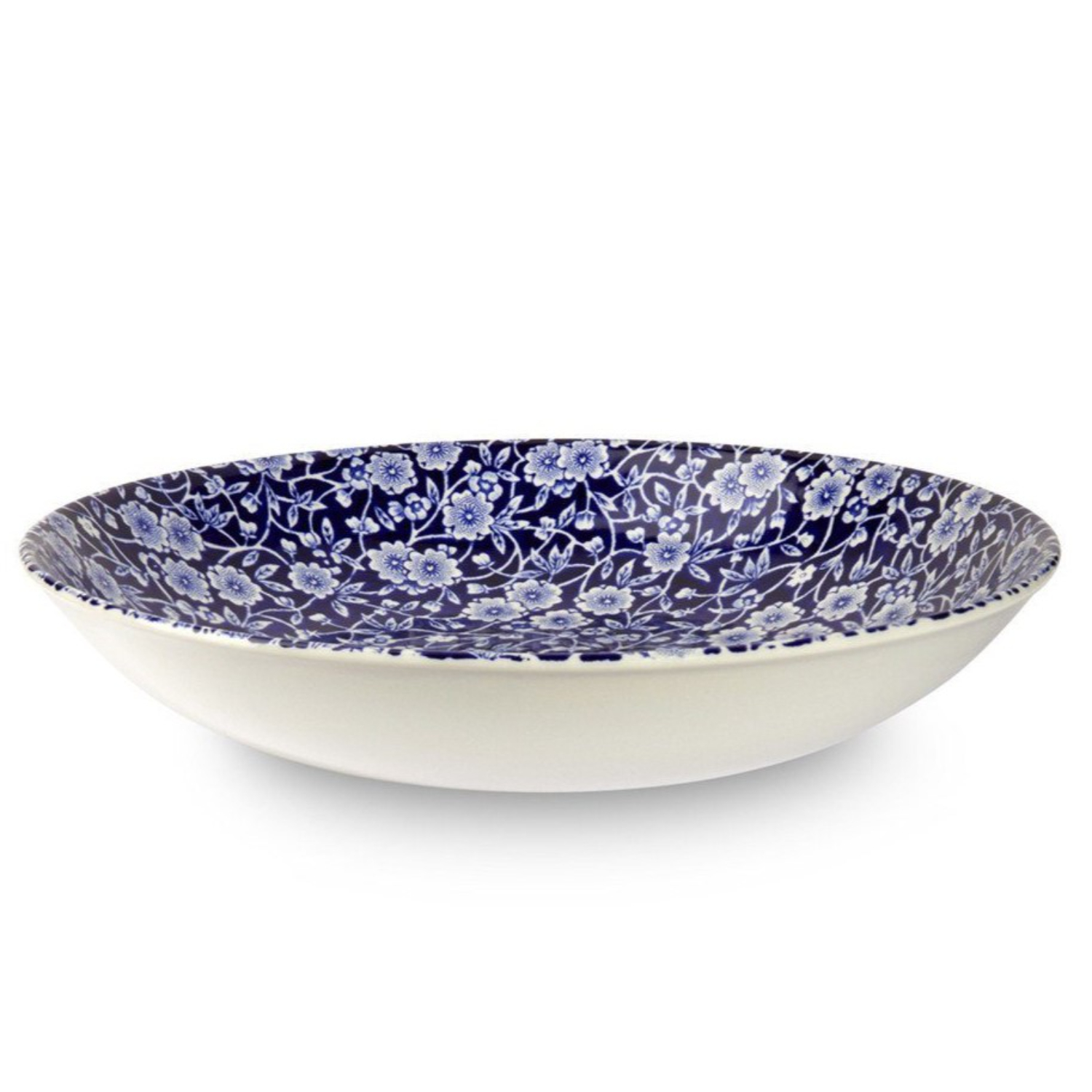 Pasta Bowl: 23cm Burleigh Blue Calico Pasta Bowl, Ceramic