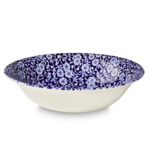 Soup Bowl: 20.5cm Burleigh Blue Calico Soup Bowl, Ceramic