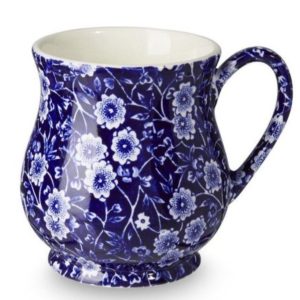 Mug: 1 x 284ml Burleigh Blue Calico Sandringham Half Pint Mug, Ceramic