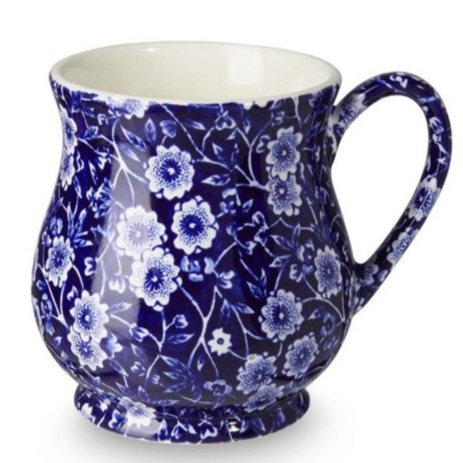Mug: 1 x 284ml Burleigh Blue Calico Sandringham Half Pint Mug, Ceramic