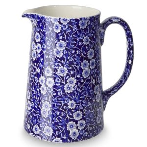 Jug: 1.1 Litre Burleigh Blue Calico Large Tankard Jug, Ceramic
