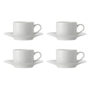 Tea Cup and Saucer: 1 x 230ml Maxwell & Williams White Basics Straight Cup and Saucer, Porcelain