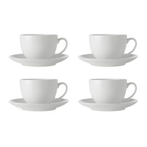 Tea Cup and Saucer: 1 x 260ml Maxwell & Williams White Basics Coupe Tea Cup and Saucer, Porcelain