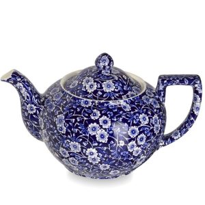 Tea Pot: 7 Cup Burleigh Blue Calico Large Teapot, Blue