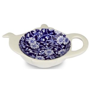 Tea Bag Tidy: 13.5cm Burleigh Blue Calico Mini Teapot Tray, Blue