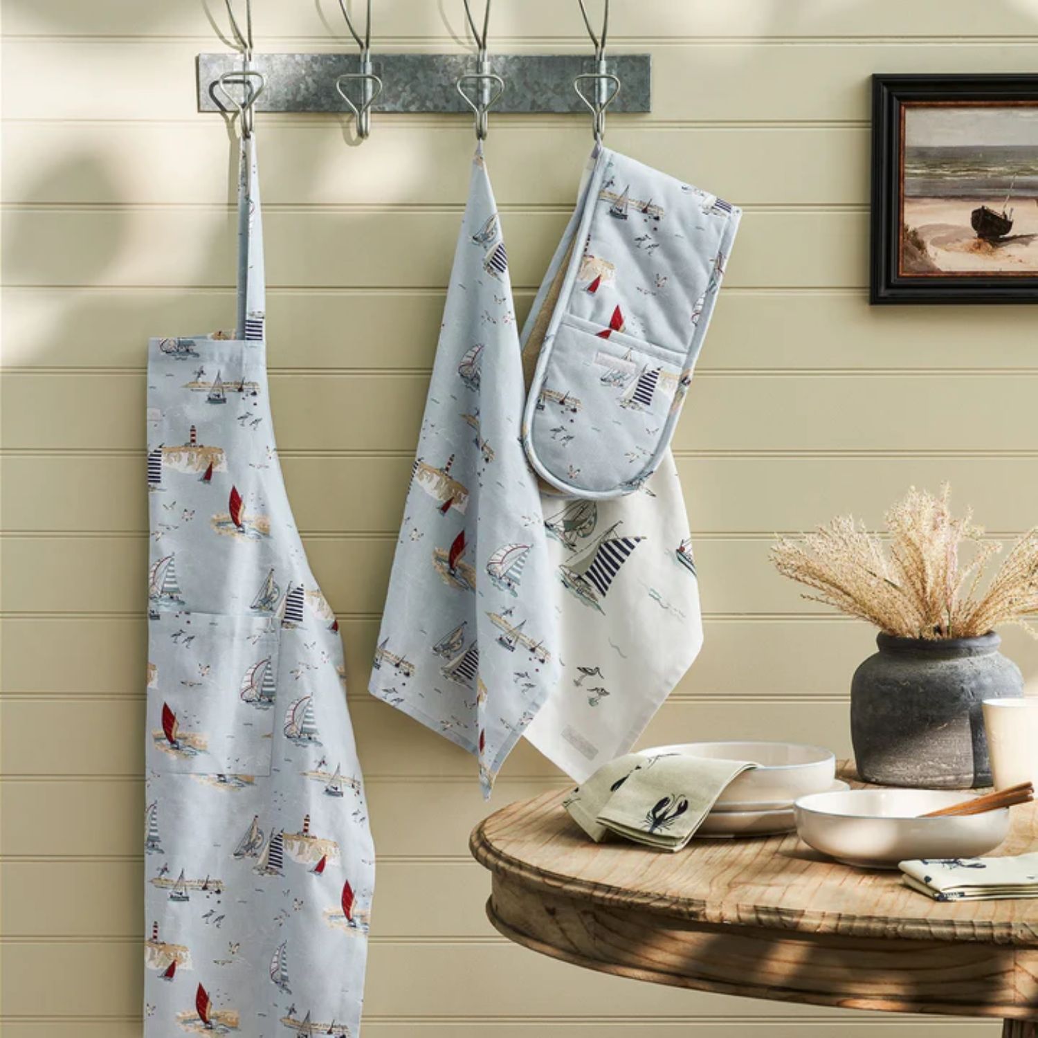 Apron 90cm x 72cm Sophie Allport Coastal Boats Apron, Cotton