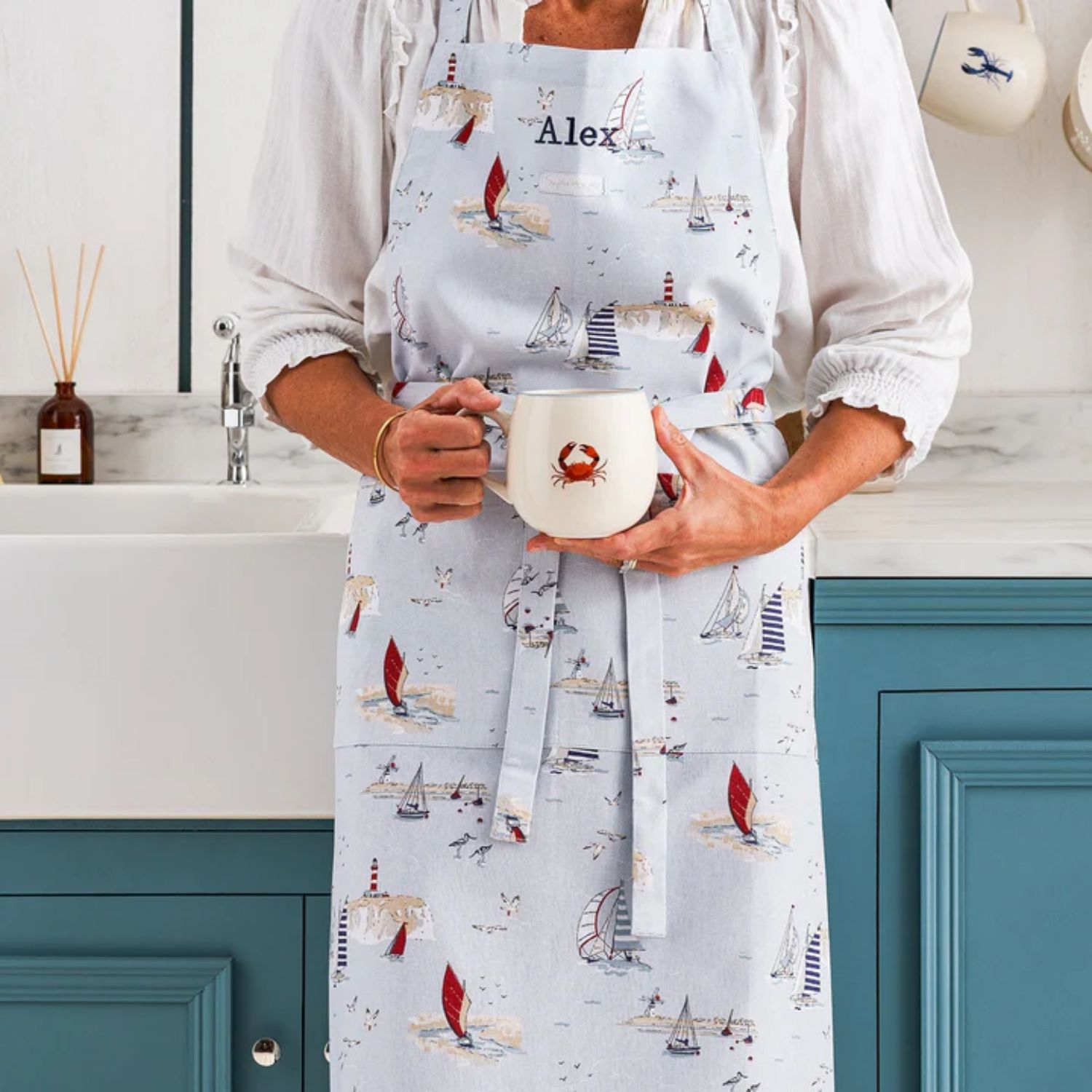 Apron 90cm x 72cm Sophie Allport Coastal Boats Apron, Cotton