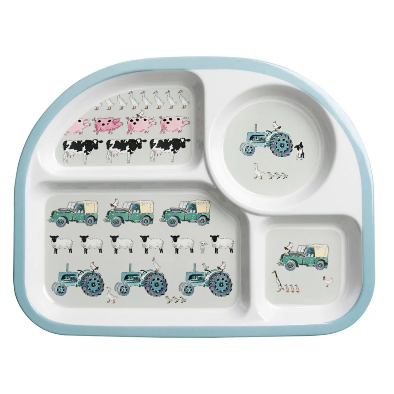 Divider Plate 21cm x 27cm x 1.5cm On The Farm Childrens Divider Plate, Melamine